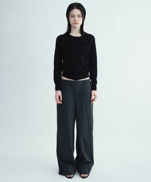 스트라이프 버튼 팬츠 [차콜]