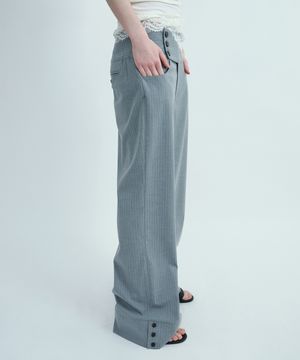 스트라이프 버튼 팬츠 [그레이]