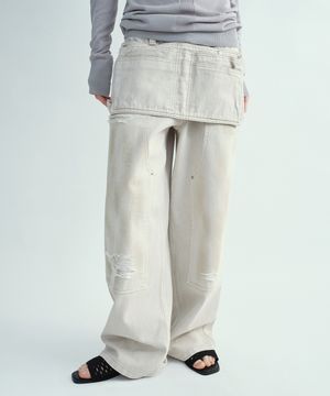 에이프런 더블 니 팬츠 [베이지]