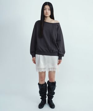 컷아웃 빈티지 스웨트셔츠 [차콜]