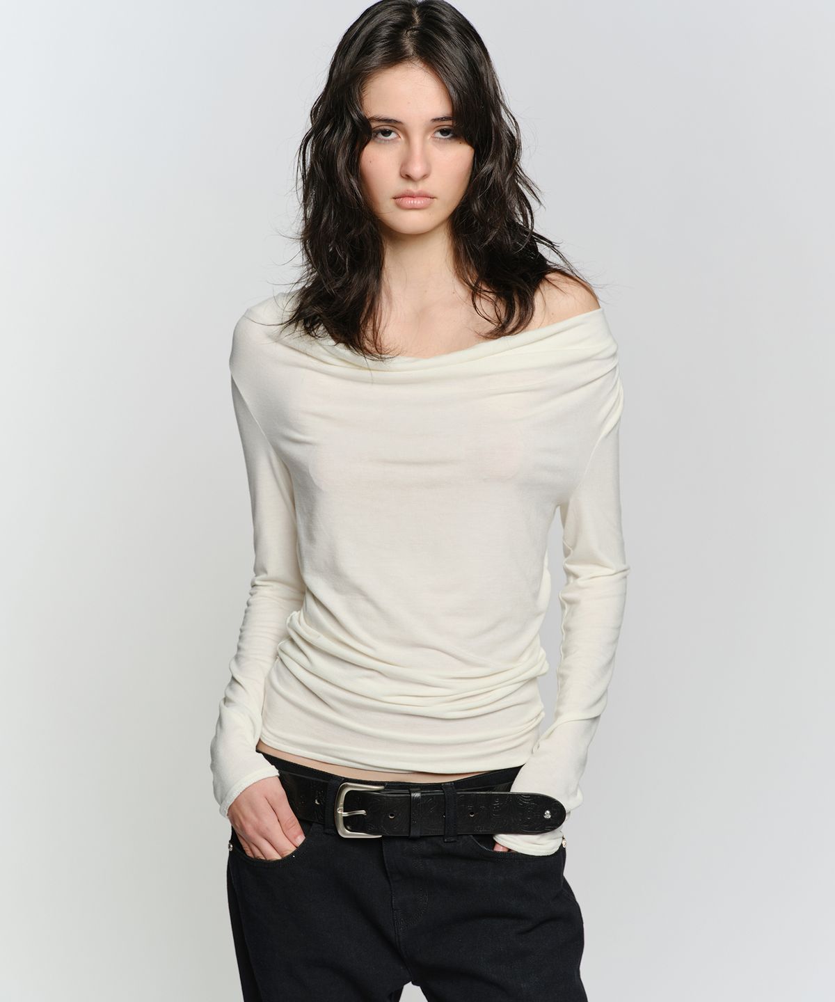 썬번프로젝트(SUNBURNPROJECT) COWL NECK LONG SLEEVE TOP, IVORY
