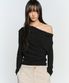 COWL NECK LONG SLEEVE TOP, BLACK