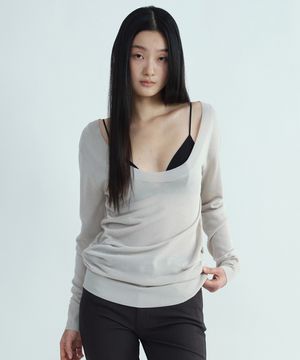 시어 루즈 핏 니트 탑 [베이지]