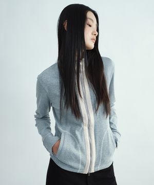 스티치 저지 집업 [멜란지 그레이]