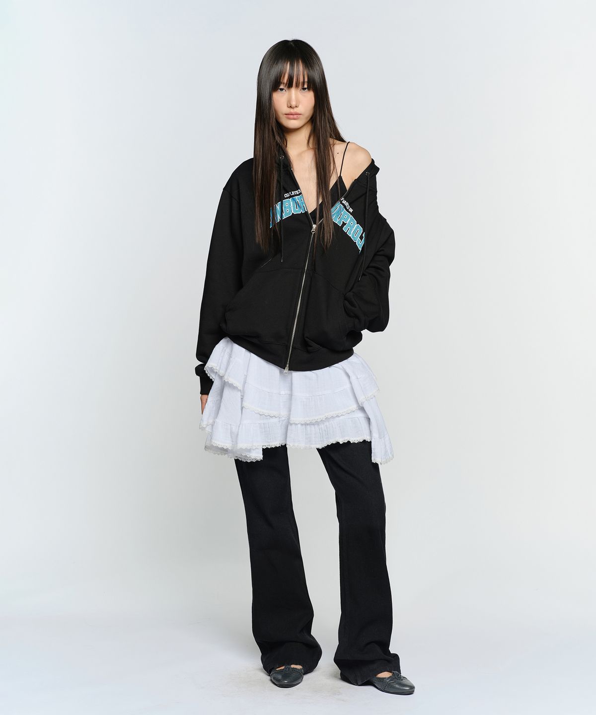 썬번프로젝트(SUNBURNPROJECT) SUNBURN BASIC LOGO HOODIE ZIP-UP, BLACK