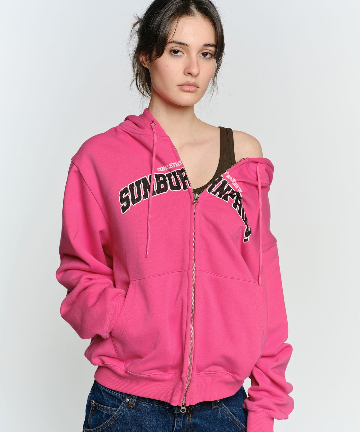 썬번프로젝트(SUNBURNPROJECT) SUNBURN BASIC LOGO HOODIE ZIP-UP, MAGENTA