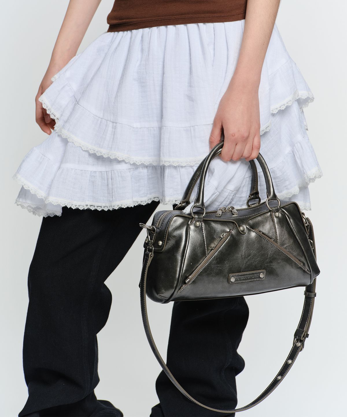 썬번프로젝트(SUNBURNPROJECT) FAUX LEATHER MINI M.O.S BAG, METAL