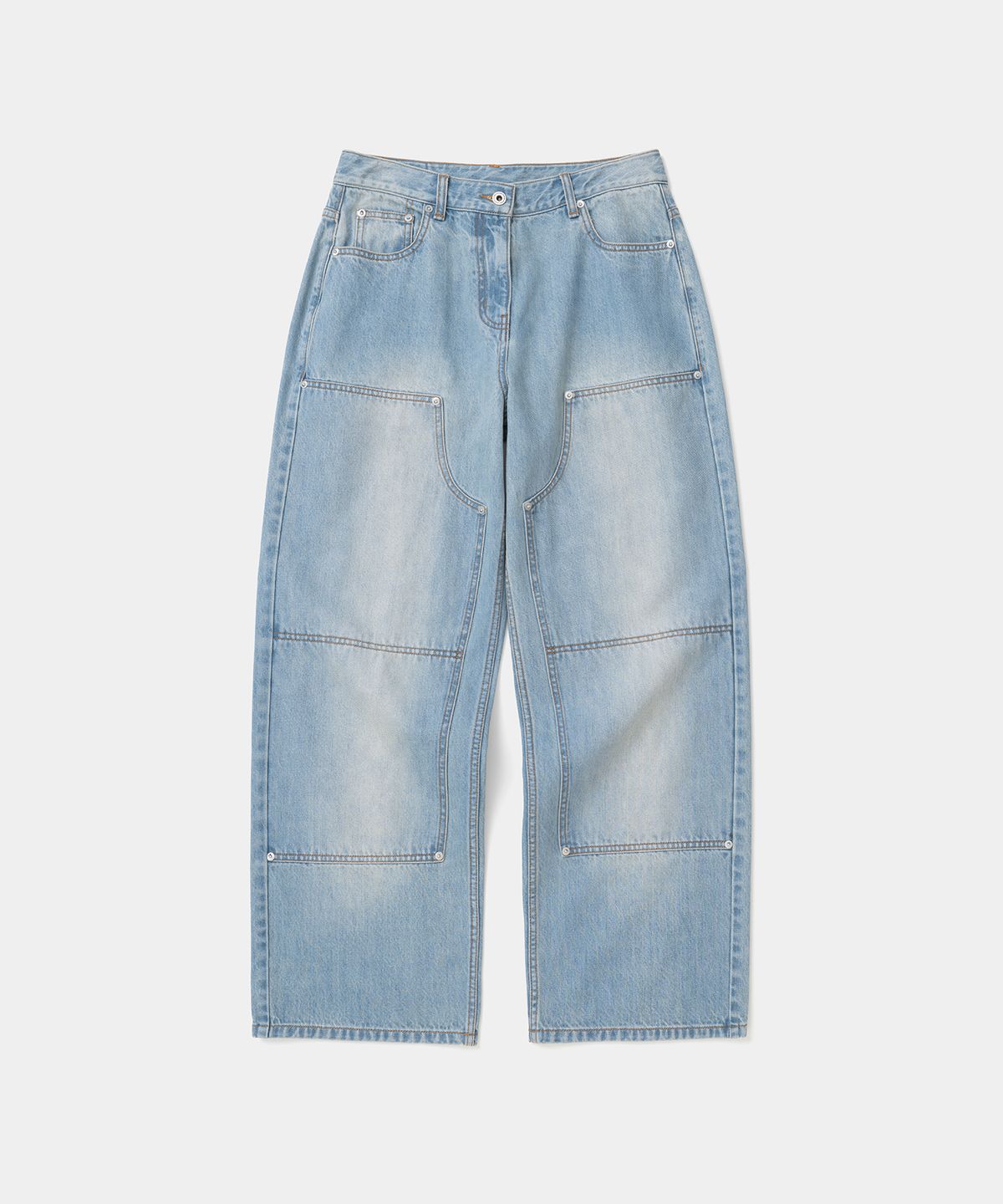유니폼브릿지(UNIFORM BRIDGE) double knee denim pants wide fit(womens) blue