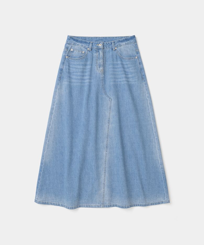 denim long skirt 12oz(womens) indigo blue
