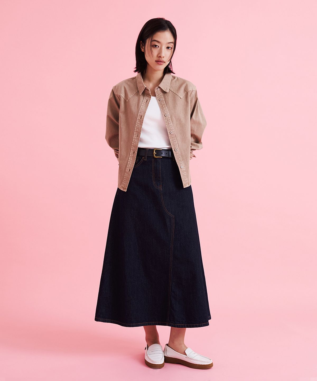 유니폼브릿지(UNIFORM BRIDGE) denim long skirt 12oz(womens) rinsed