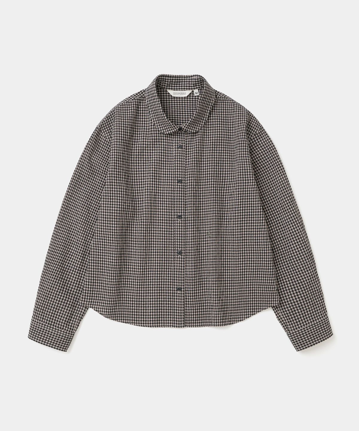 유니폼브릿지(UNIFORM BRIDGE) round collar gingham check shirt(womens) black