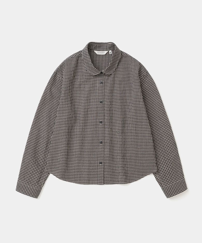 round collar gingham check shirt(womens) black
