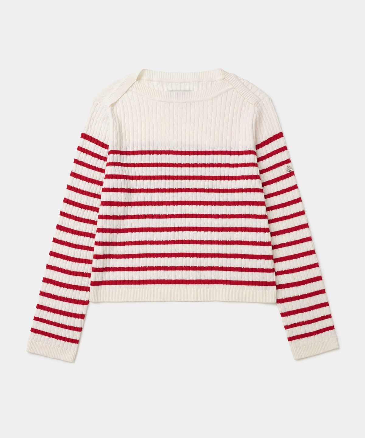 유니폼브릿지(UNIFORM BRIDGE) boatneck stripe cable knit(womens) red