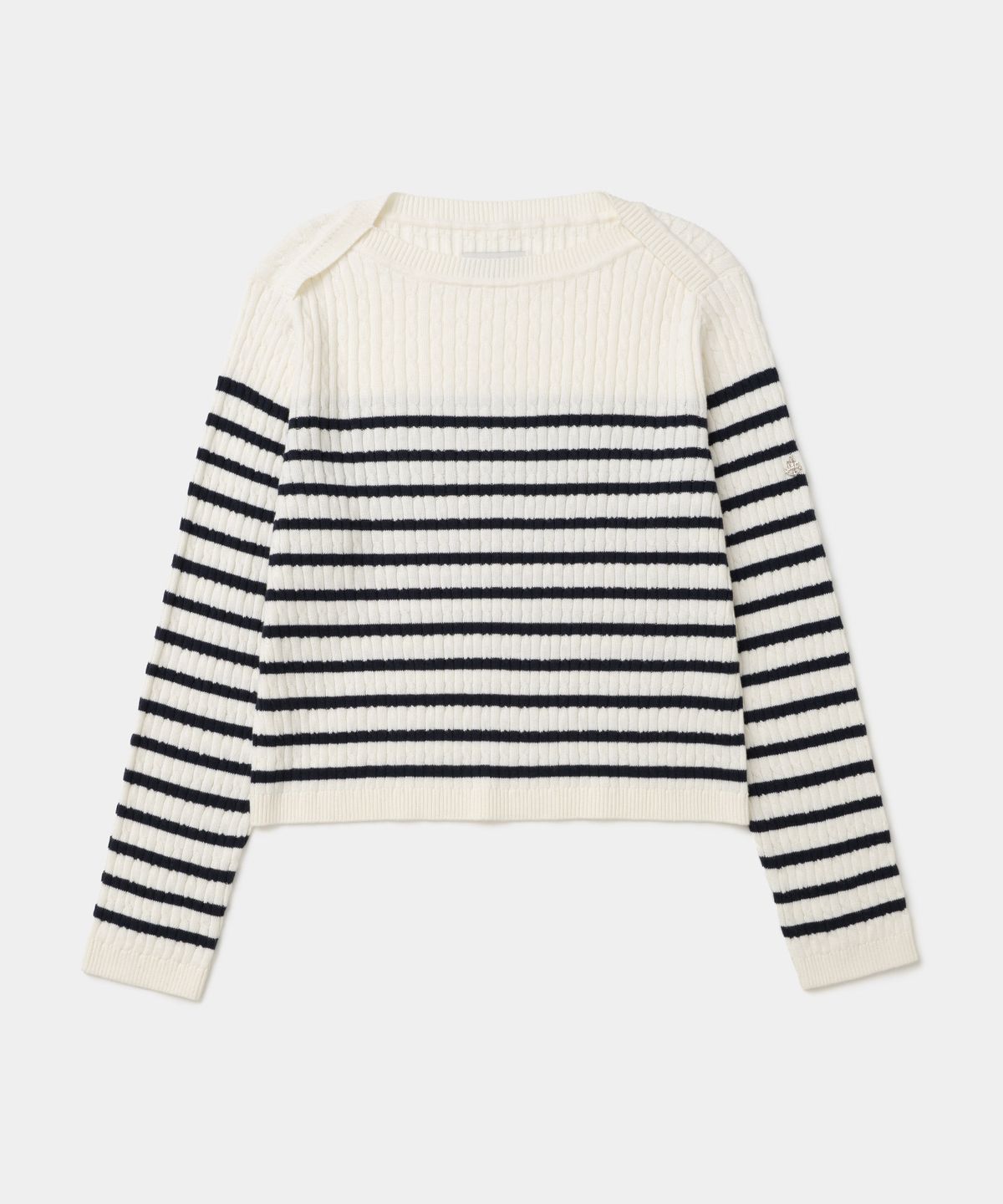 유니폼브릿지(UNIFORM BRIDGE) boatneck stripe cable knit(womens) ivory