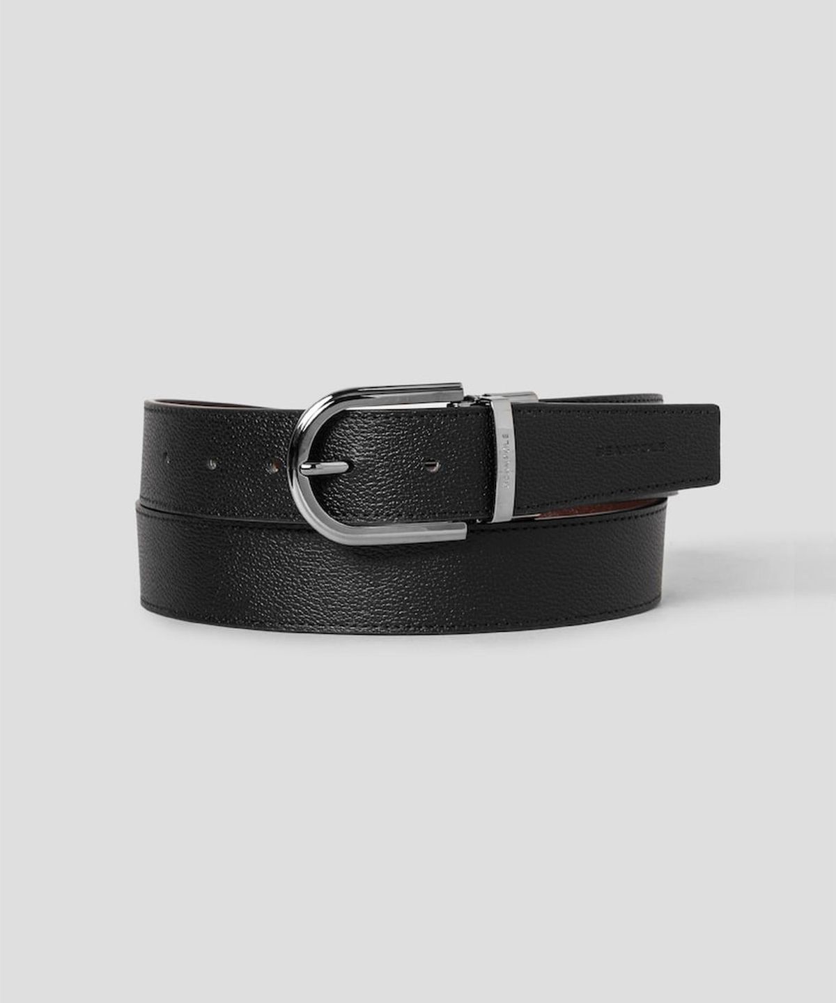 빈폴 액세서리(BEANPOLE ACCESSORY) 리버시블 라운드 유광 버클 벨트  블랙