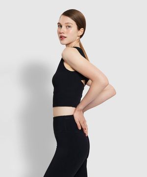 여 액티브 롱 크롭브라_블랙