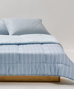 스트라이프 피치스킨 차렵이불 SS 블루민트