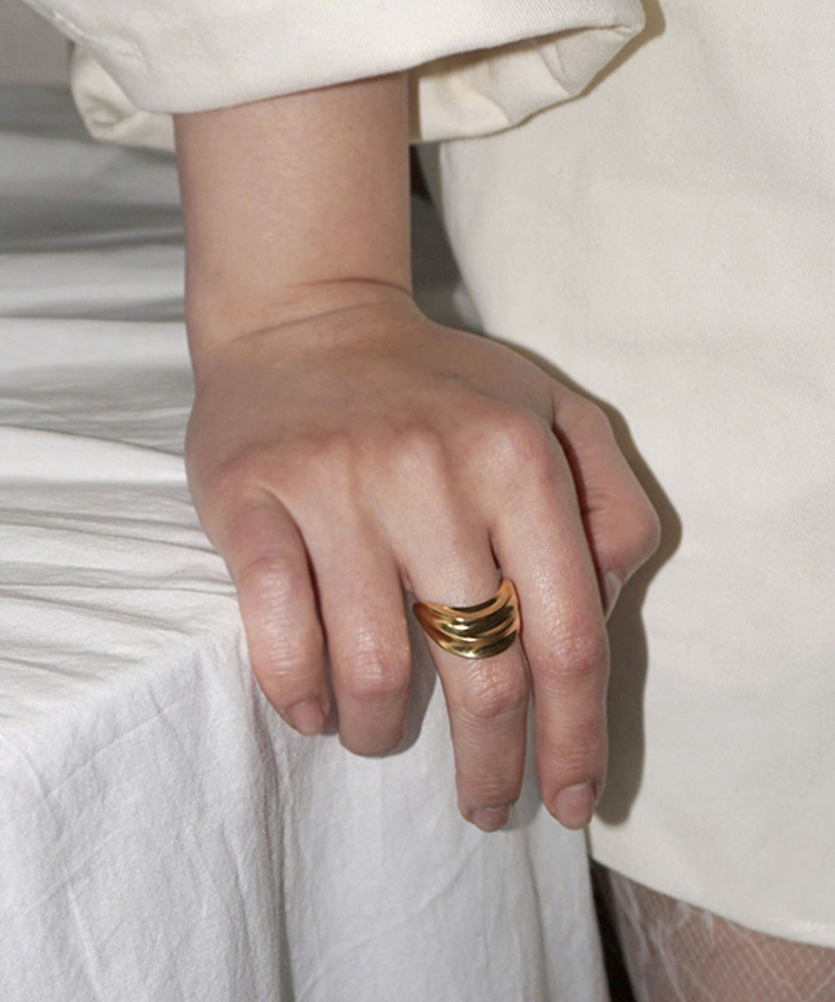 시에가하우스(SIEGA HOUSE) 3-LAYERED FOLD RING (GLOSSY- GOLD)