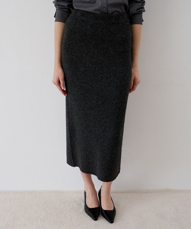 Eve Wool Knit Skirt(Charcoal)