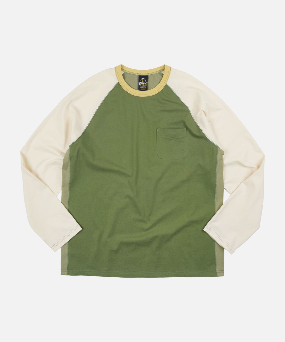 프리즘웍스(FRIZMWORKS) COLOR BLOCK RAGLAN TEE _ OLIVE
