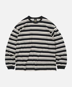 BLOCK STRIPE LONG SLEEVE TEE _ BLACK