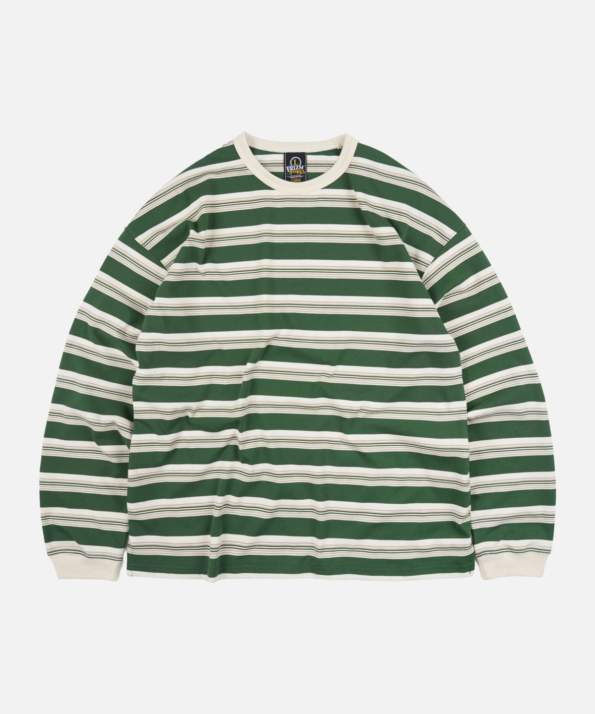 프리즘웍스(FRIZMWORKS) BLOCK STRIPE LONG SLEEVE TEE _ DARK GREEN