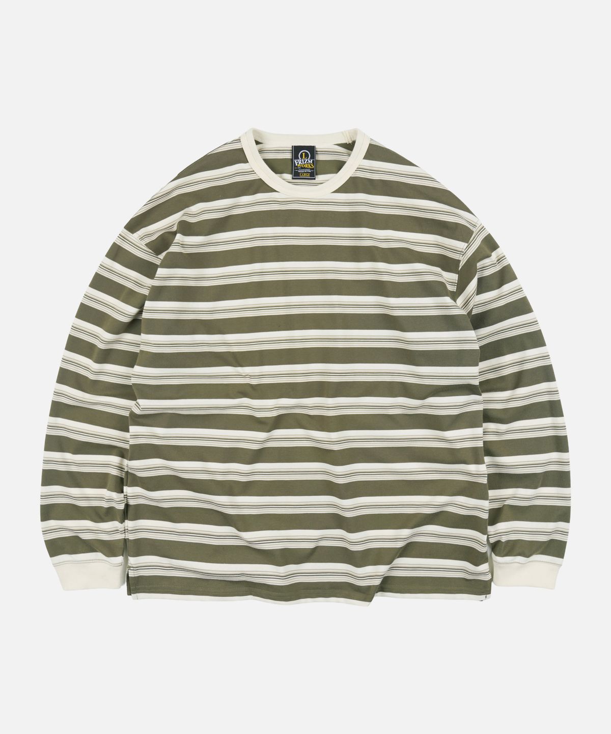 프리즘웍스(FRIZMWORKS) BLOCK STRIPE LONG SLEEVE TEE _ OLIVE
