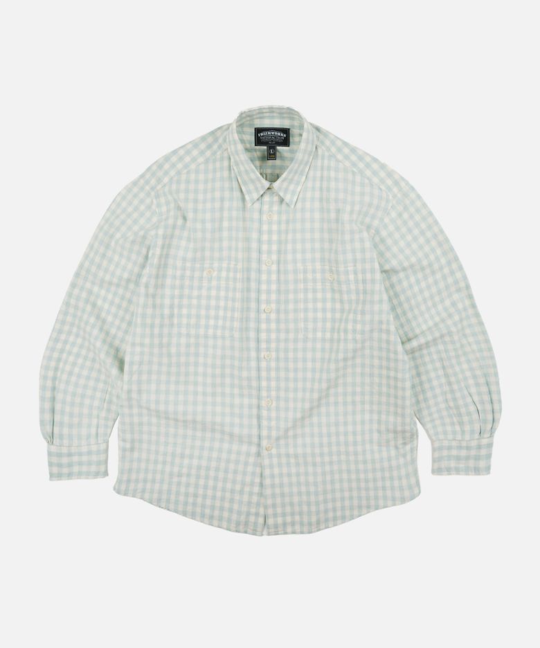 MELANGE CHECK WORK SHIRT _ PALE GREEN