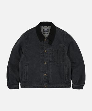 WASHED DENIM TRUCKER JACKET _ BLACK