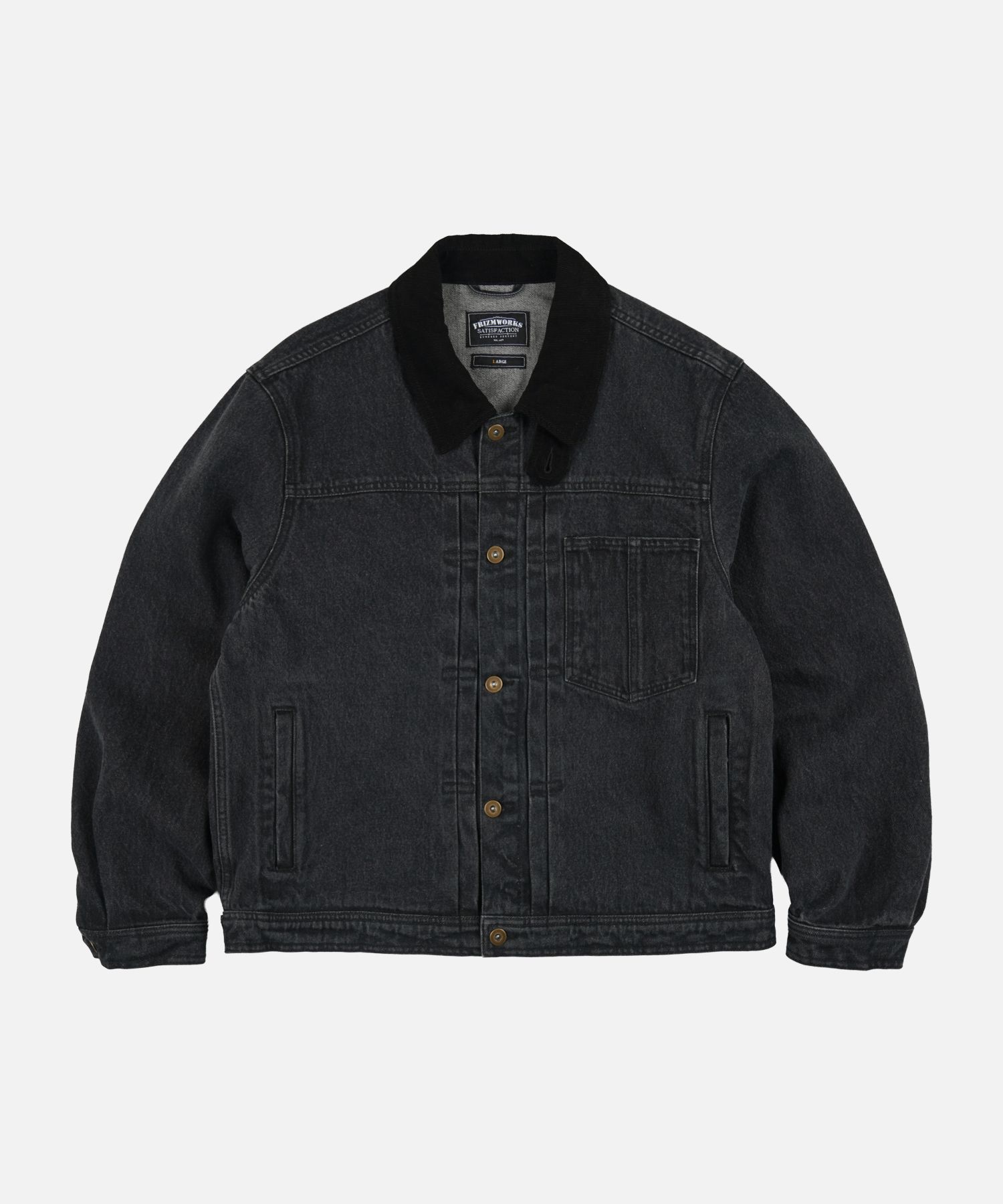 MUSINSA | FRIZMWORKS WASHED DENIM TRUCKER JACKET _ BLACK