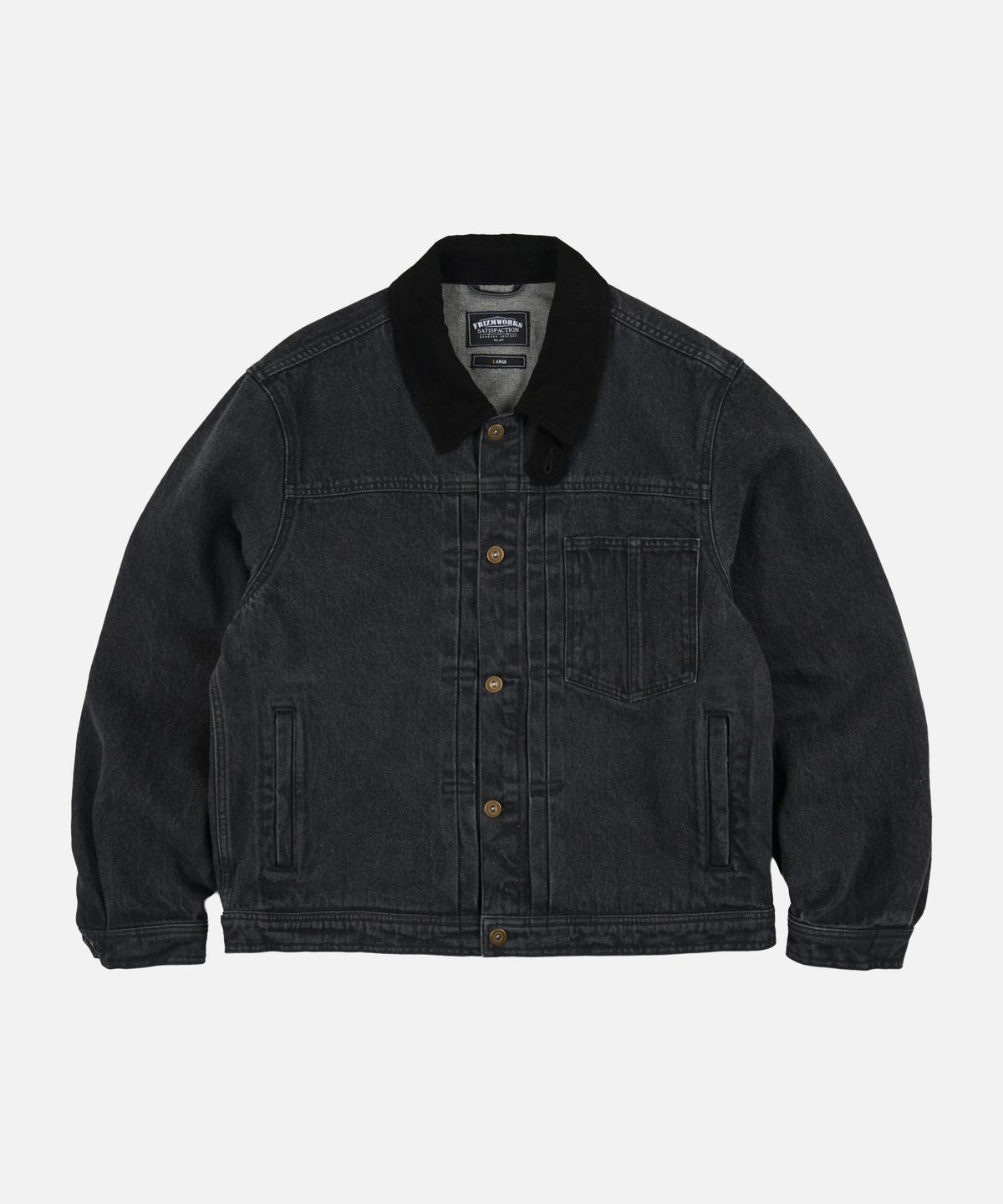 프리즘웍스(FRIZMWORKS) WASHED DENIM TRUCKER JACKET _ BLACK