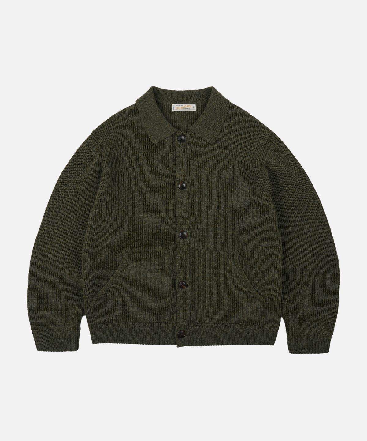 프리즘웍스(FRIZMWORKS) ULTRA HEAVYWEIGHT COLLAR CARDIGAN _ FOREST GREEN