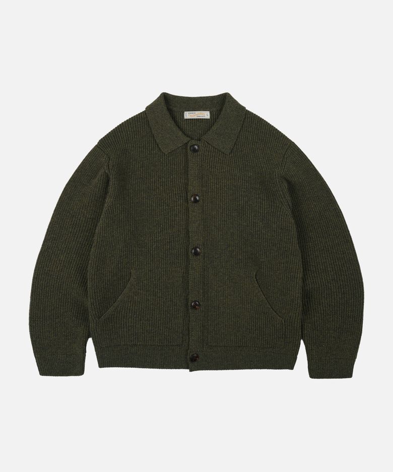ULTRA HEAVYWEIGHT COLLAR CARDIGAN _ FOREST GREEN