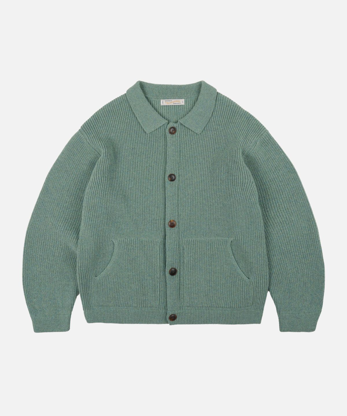프리즘웍스(FRIZMWORKS) ULTRA HEAVYWEIGHT COLLAR CARDIGAN _ JADE GREEN