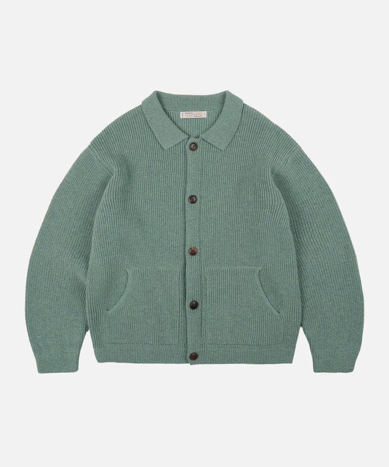 ULTRA HEAVYWEIGHT COLLAR CARDIGAN _ JADE GREEN