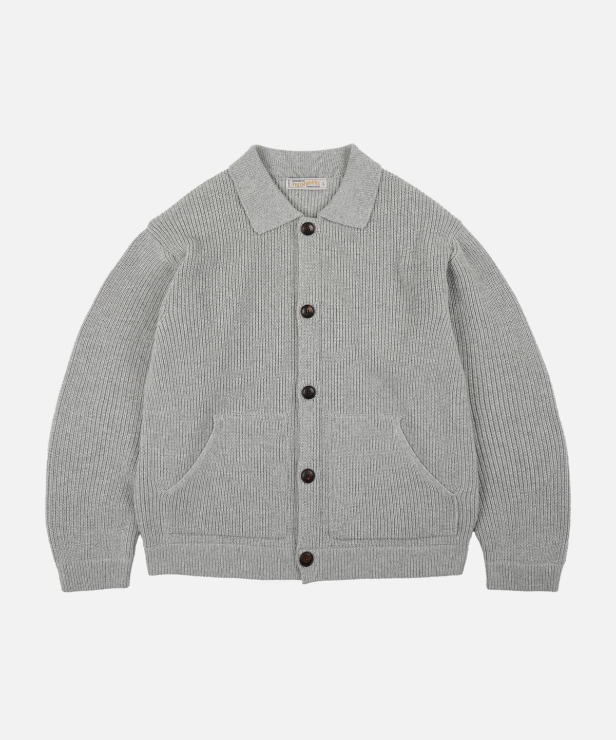 프리즘웍스(FRIZMWORKS) ULTRA HEAVYWEIGHT COLLAR CARDIGAN _ LIGHT GRAY
