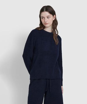 여 탁텔 루즈핏 라운지 티셔츠_네이비