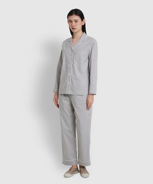 여 코튼 스트레치 10부 파자마 세트_라이트 그레이