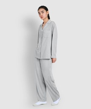 여 피치스킨 10부 파자마 세트_다크 그레이