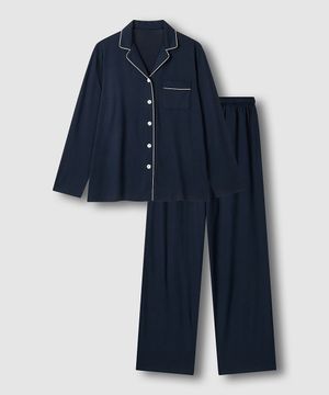 여 피치스킨 10부 파자마 세트_네이비