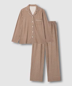 여 피치스킨 10부 파자마 세트_다크 브라운