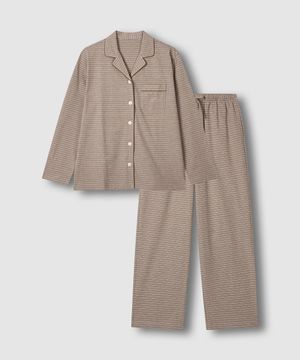 여 스마트 코튼 10부 파자마 세트_다크 브라운