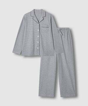 여 스마트 코튼 10부 파자마 세트_다크 그레이