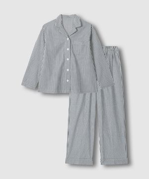 여 코튼 스트레치 10부 파자마 세트_다크 네이비