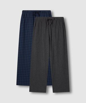 남 코튼 파자마 팬츠 2매_챠콜