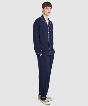 남 스마트 코튼 10부 파자마 세트_네이비