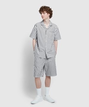 남 60수 코튼 5부 파자마 세트_라이트 네이비