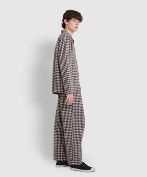 남 플란넬 파자마 세트_다크 브라운