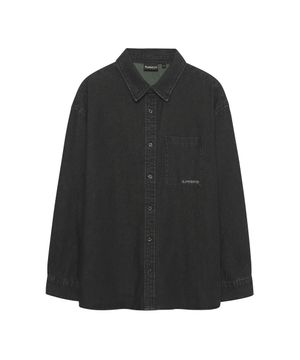 포켓 데님 셔츠 블랙