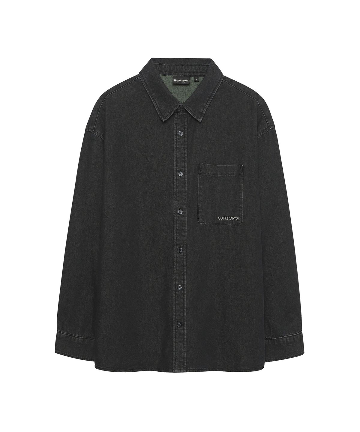 슈퍼드라이(SUPERDRY) 포켓 데님 셔츠 블랙 SDUIRAQ45BLK